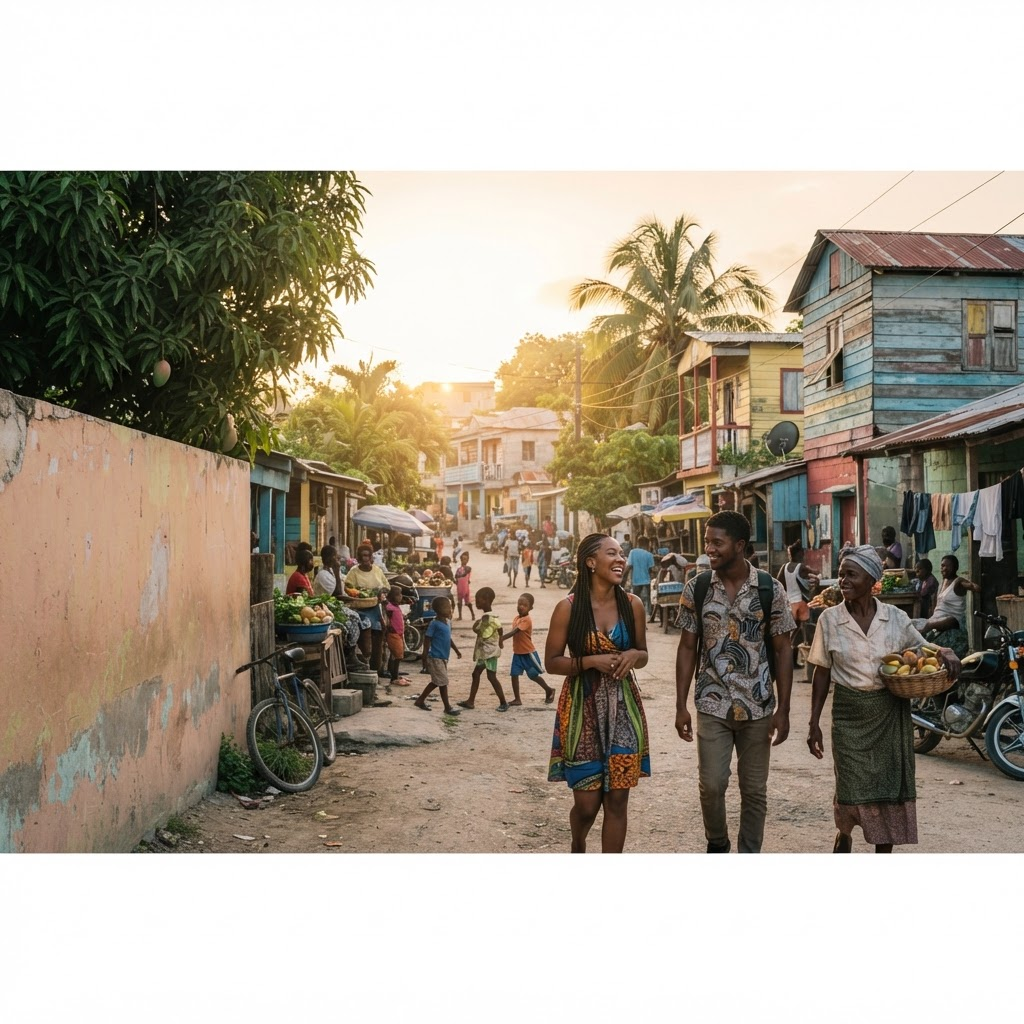 Communauté haïtienne réunie dans un quartier verdoyant